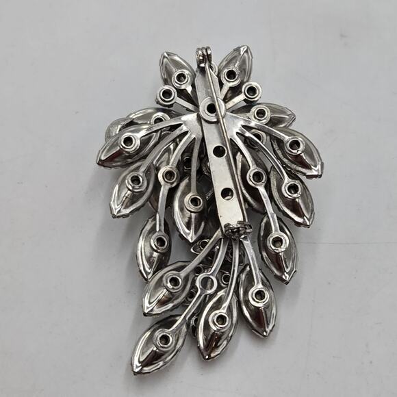 Vintage Beau Jewels Brooch Smokey Gray AB Rhinestones Spray 1950s Wedding - Picture 3 of 4